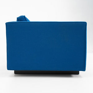 1970s Tuxedo Club Chairs Attributed to Nicos Zographos for Zographos Designs Ltd. in Blue Fabric