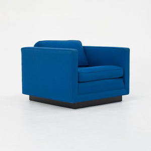 1970s Tuxedo Club Chairs Attributed to Nicos Zographos for Zographos Designs Ltd. in Blue Fabric