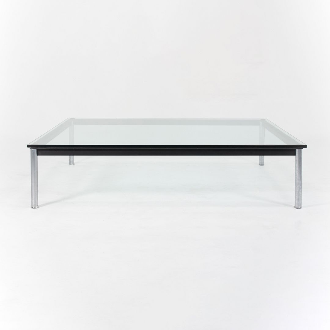 SOLD 1980s LC10-P Coffee Table by Le Corbusier, Pierre Jeanneret, and Charlotte Perriand for Cassina in Glass and Chromed Steel
