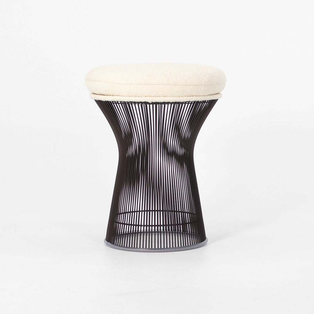 2021 Platner Stool 1719Y by Warren Platner for Knoll in Bronzed Steel and Pearl Bouclé