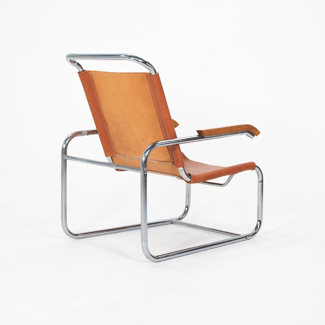 SOLD 1960s B35 Lounge Chair by Marcel Breuer for Thonet in Chromed Steel and Leather
