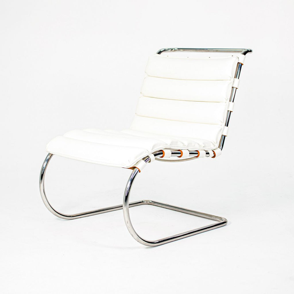 SOLD 2010s 247LC MR Armless Lounge Chair by Mies van der Rohe for Knoll in White Leather