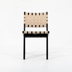 SOLD 2021 Jens Risom for Knoll 666C Risom Side Chairs in Ebonized Maple with Tan Webbing