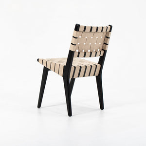 SOLD 2021 Jens Risom for Knoll 666C Risom Side Chairs in Ebonized Maple with Tan Webbing