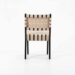 SOLD 2021 Jens Risom for Knoll 666C Risom Side Chairs in Ebonized Maple with Tan Webbing