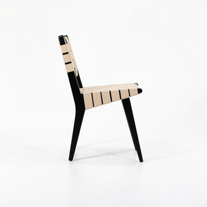 SOLD 2021 Jens Risom for Knoll 666C Risom Side Chairs in Ebonized Maple with Tan Webbing