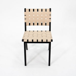 SOLD 2021 Jens Risom for Knoll 666C Risom Side Chairs in Ebonized Maple with Tan Webbing