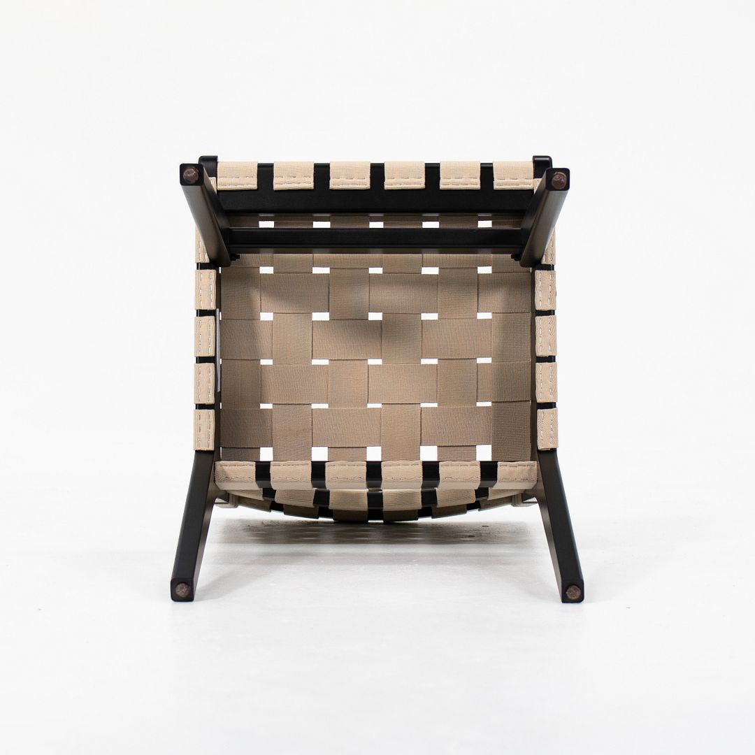 SOLD 2021 Jens Risom for Knoll 666C Risom Side Chairs in Ebonized Maple with Tan Webbing