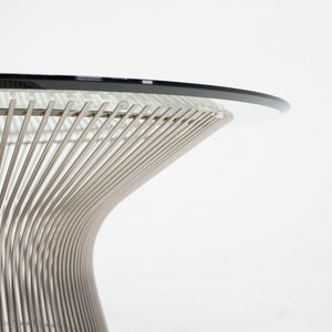 SOLD 2000s Platner 36 in Coffee Table 3712T by Warren Platner for Knoll in Polished Nickel with Clear Glass