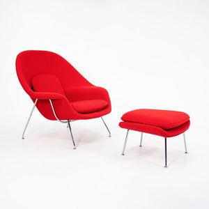 SOLD 2021 Womb Chair and Ottoman by Eero Saarinen for Knoll in Red Cato Fabric