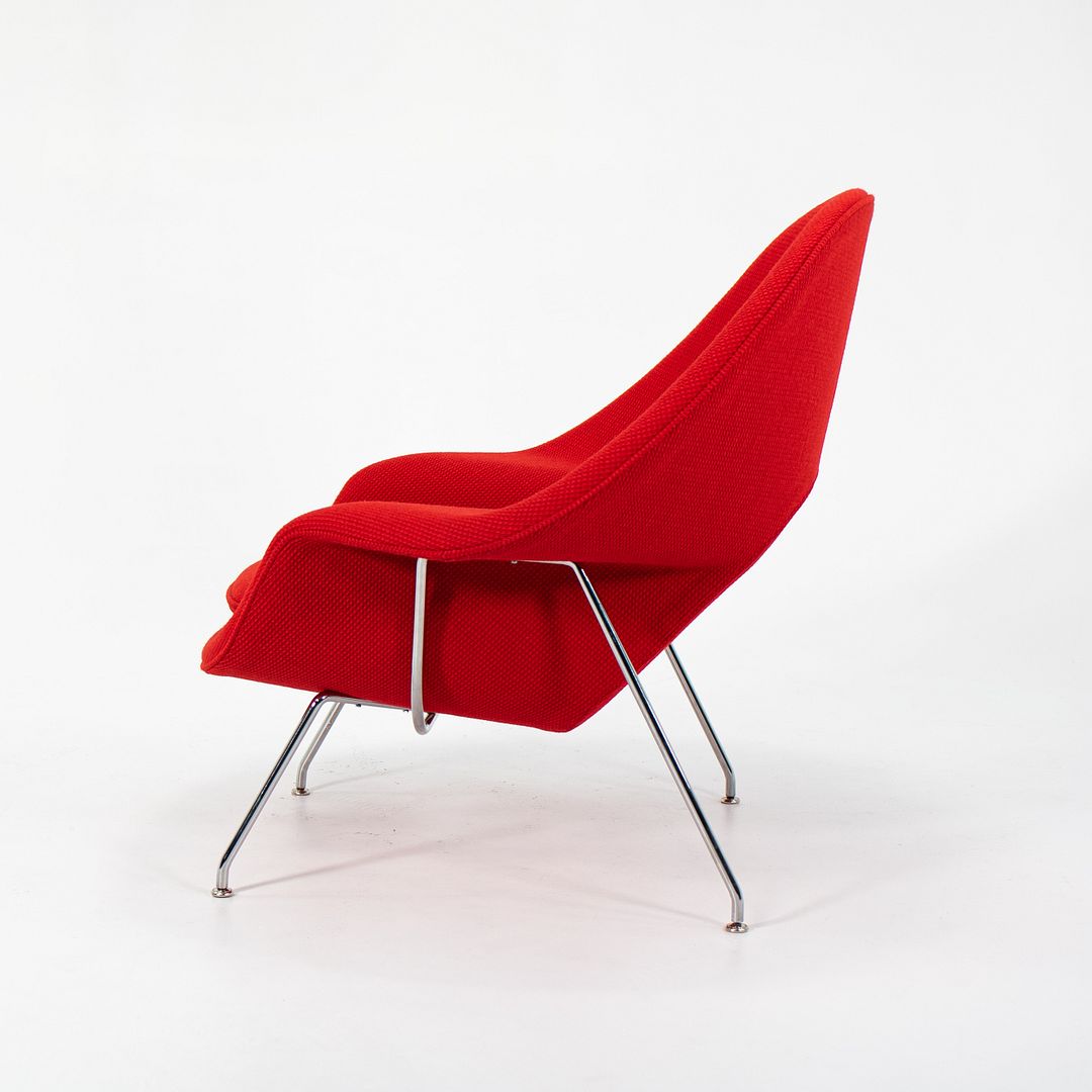 SOLD 2021 Womb Chair and Ottoman by Eero Saarinen for Knoll in Red Cato Fabric