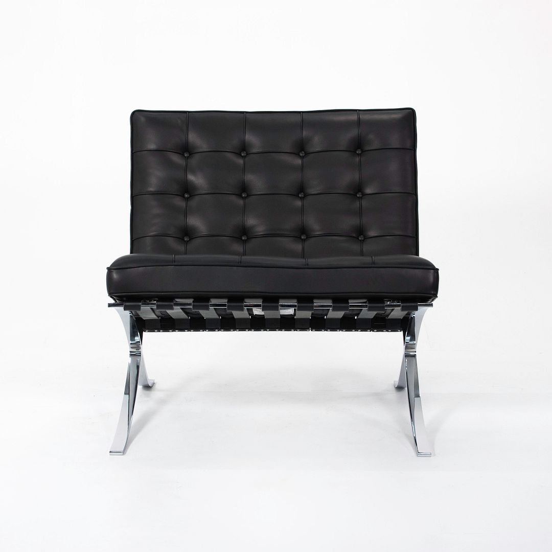 SOLD 2021 250L Barcelona Chair by Mies van der Rohe for Knoll in Chromed Steel with Special Black Leather