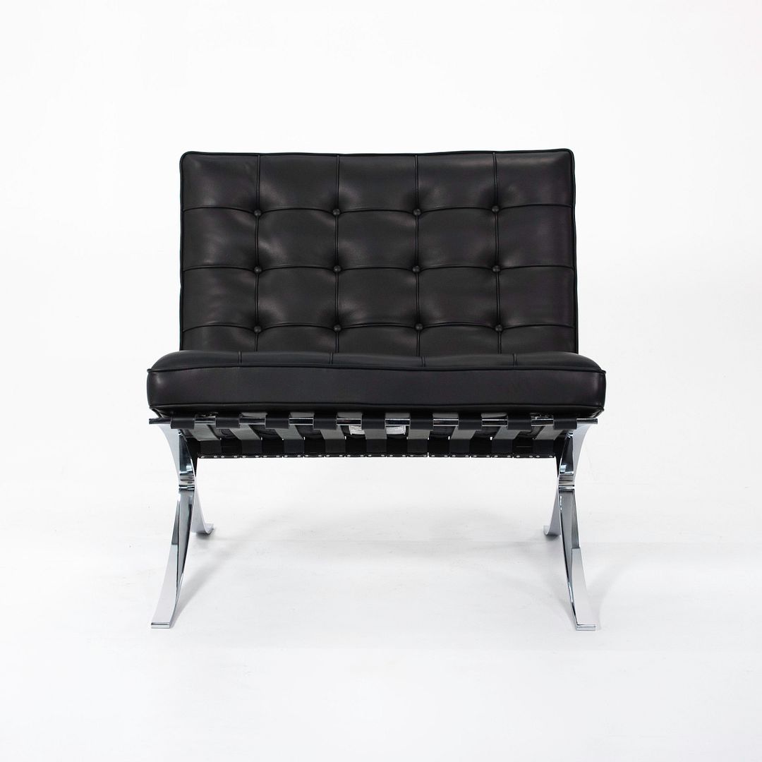 2021 250L Barcelona Chair by Mies van der Rohe for Knoll in Chromed Steel with Special Black Leather