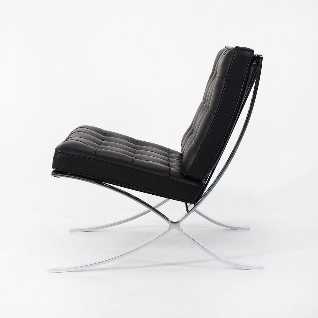 SOLD 2021 250L Barcelona Chair by Mies van der Rohe for Knoll in Chromed Steel with Special Black Leather