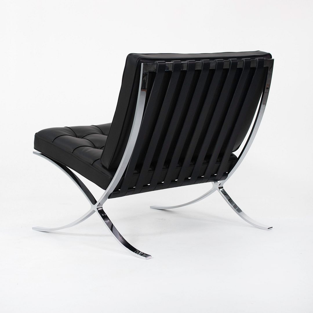 SOLD 2021 250L Barcelona Chair by Mies van der Rohe for Knoll in Chromed Steel with Special Black Leather