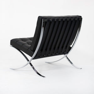 2021 250L Barcelona Chair by Mies van der Rohe for Knoll in Chromed Steel with Special Black Leather