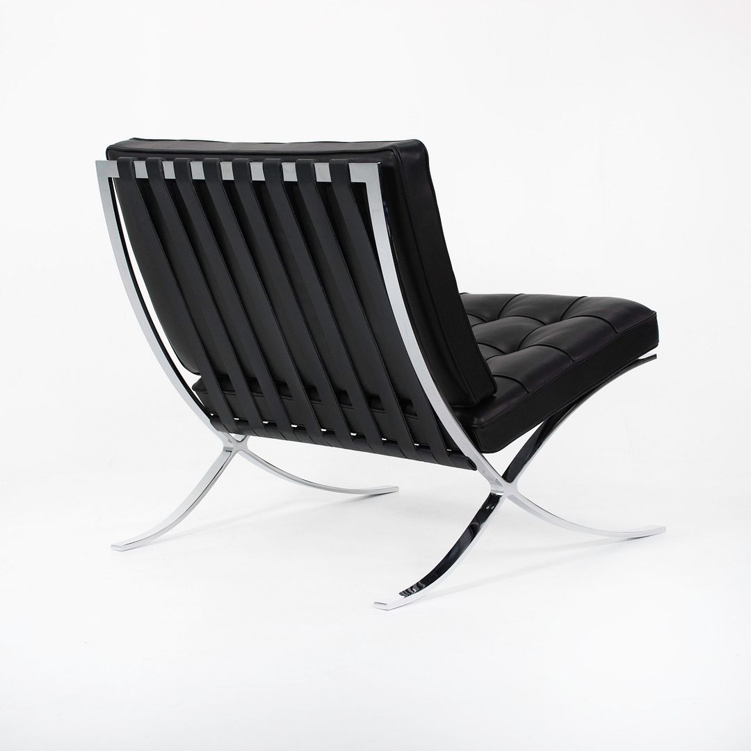 SOLD 2021 250L Barcelona Chair by Mies van der Rohe for Knoll in Chromed Steel with Special Black Leather