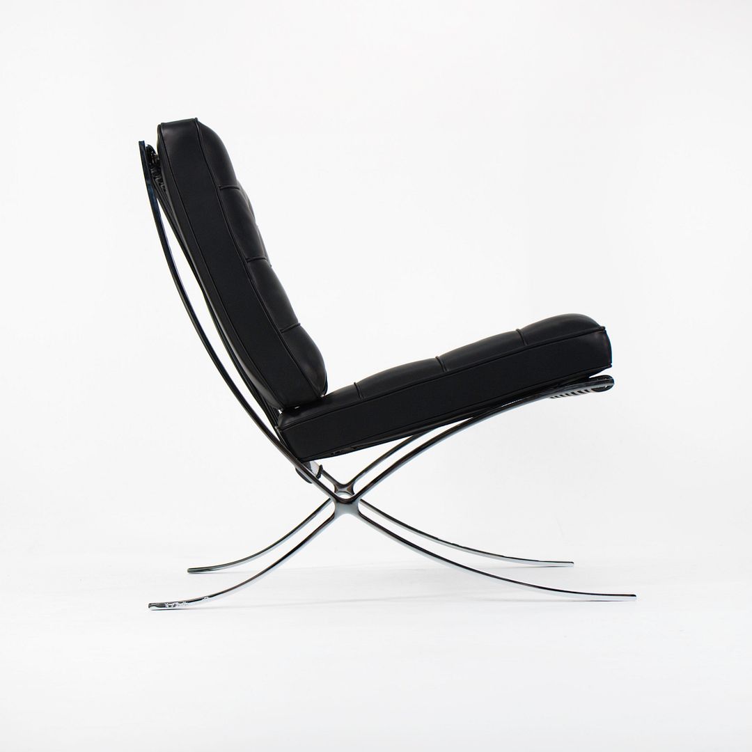 SOLD 2021 250L Barcelona Chair by Mies van der Rohe for Knoll in Chromed Steel with Special Black Leather