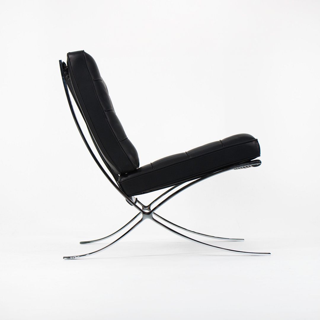 2021 250L Barcelona Chair by Mies van der Rohe for Knoll in Chromed Steel with Special Black Leather