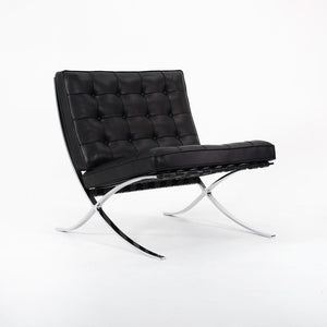 SOLD 2021 250L Barcelona Chair by Mies van der Rohe for Knoll in Chromed Steel with Special Black Leather