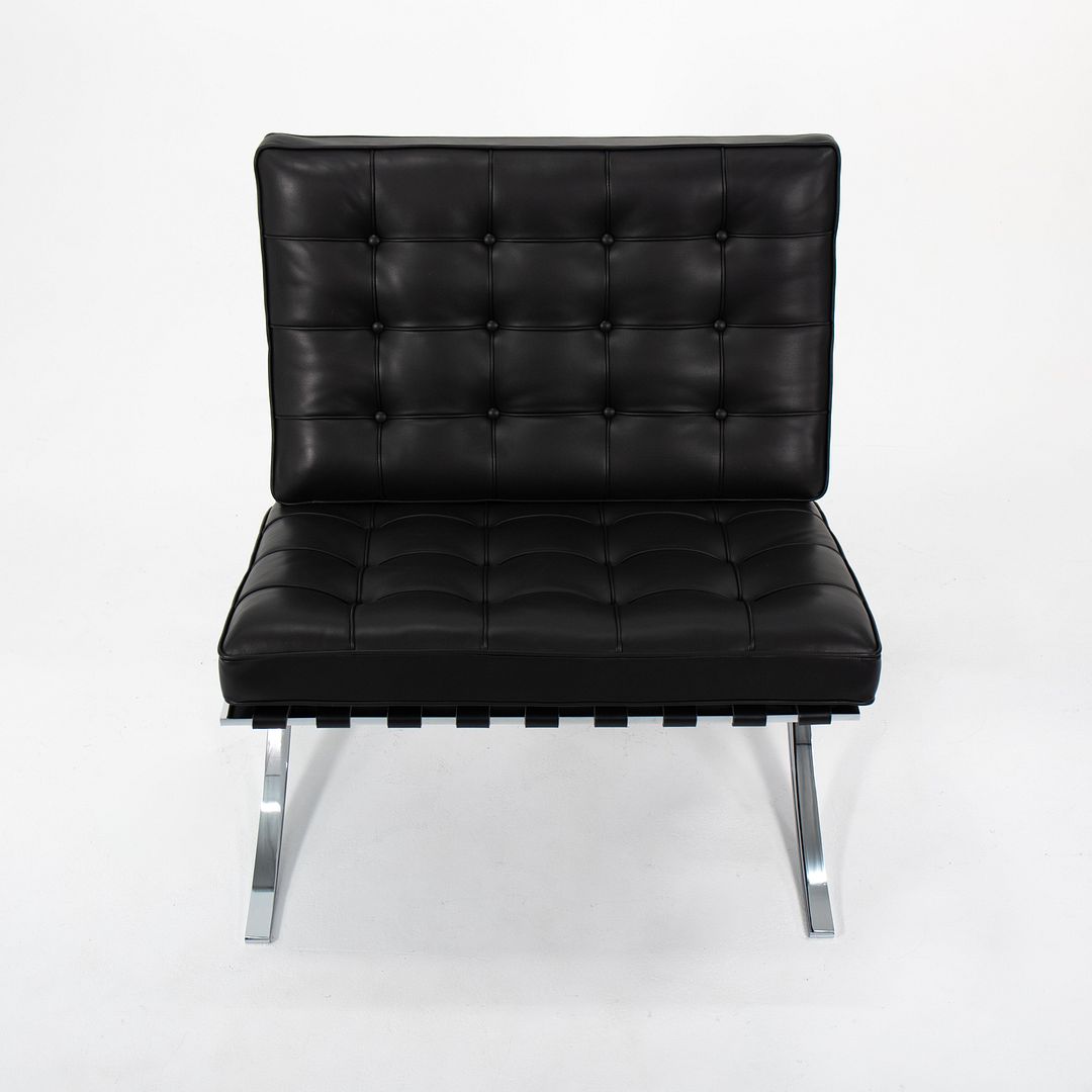 SOLD 2021 250L Barcelona Chair by Mies van der Rohe for Knoll in Chromed Steel with Special Black Leather