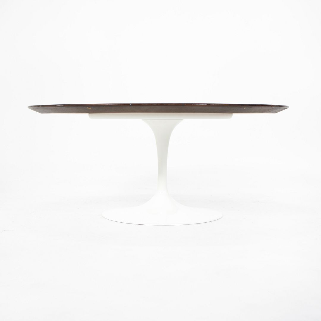 2010s 162TR Tulip Round Coffee Table by Eero Saarinen for Knoll in Walnut with White Base