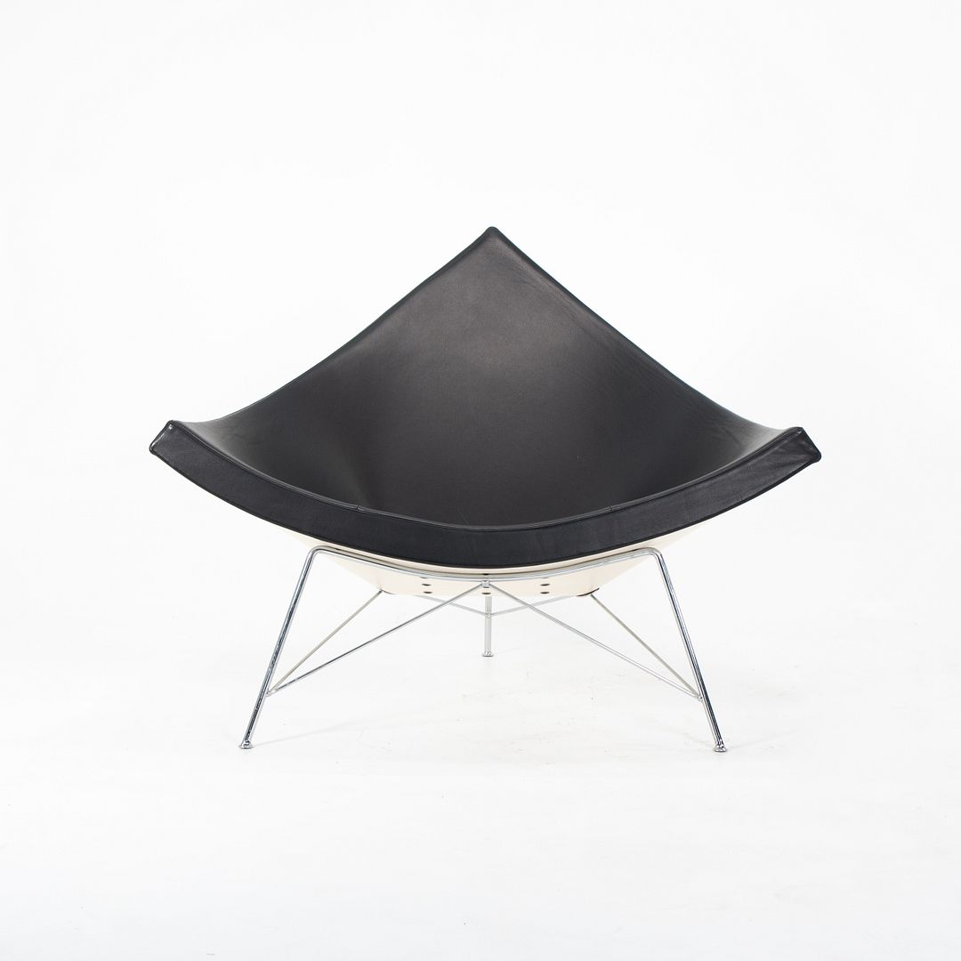 2007 Coconut Lounge Chair by George Nelson for Vitra in Black Leather with White Shell