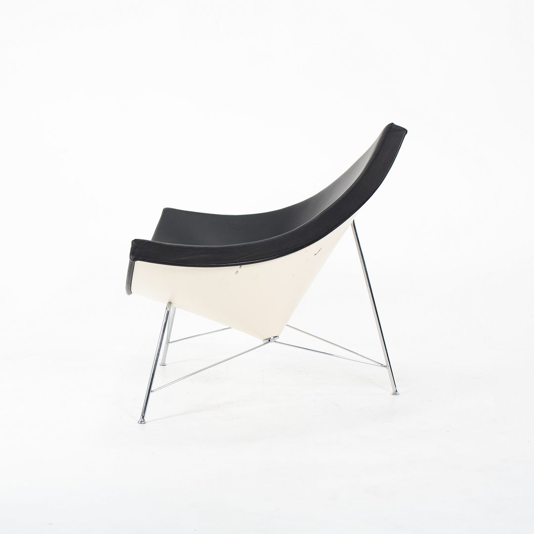 2007 Coconut Lounge Chair by George Nelson for Vitra in Black Leather with White Shell