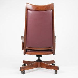 1970s Studio Craft Desk Chair by John Nyquist in Walnut and Burgundy Leather