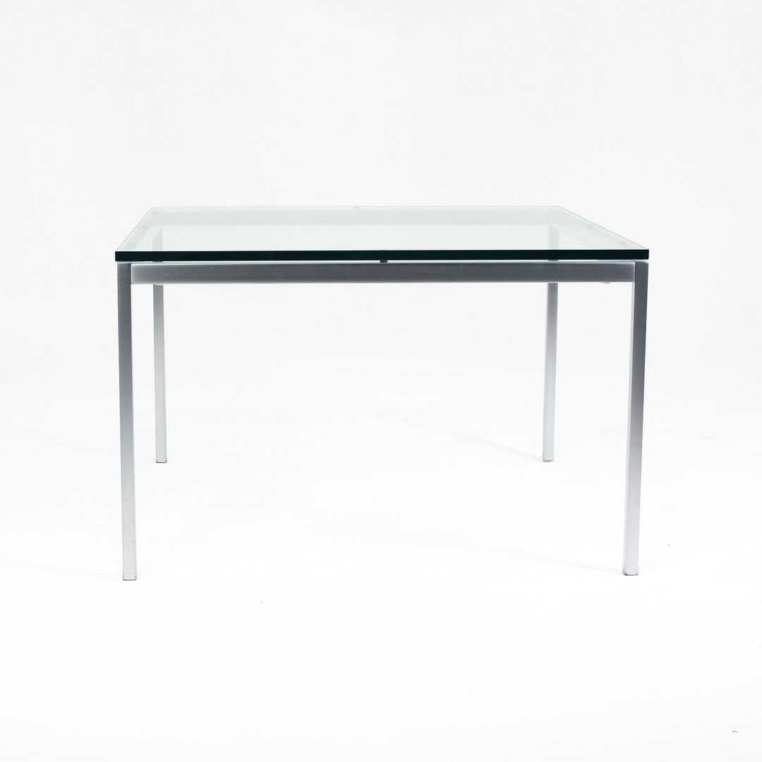 2018 2515T Square End Table by Florence Knoll for Knoll in Satin Chrome with Glass Top