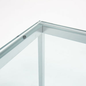 2018 2515T Square End Table by Florence Knoll for Knoll in Satin Chrome with Glass Top