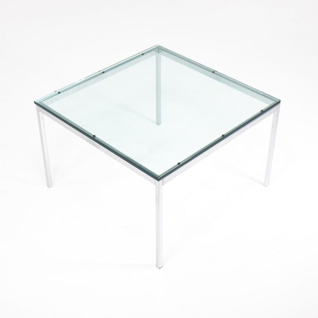 2018 2515T Square End Table by Florence Knoll for Knoll in Satin Chrome with Glass Top