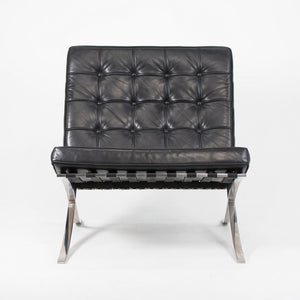 SOLD 1980s 250LS Barcelona Chair by Mies van der Rohe for Knoll in Polished Stainless Steel and Black Leather