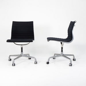 1980s Eames Aluminum Group Armless Side Chair by Charles and Ray Eames for Herman Miller in Black Fabric
