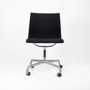 1980s Eames Aluminum Group Armless Side Chair by Charles and Ray Eames for Herman Miller in Black Fabric