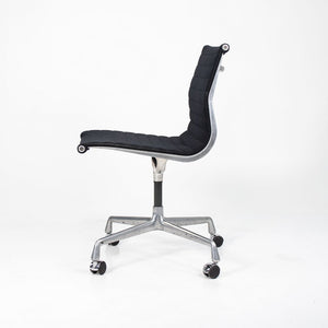 1980s Eames Aluminum Group Armless Side Chair by Charles and Ray Eames for Herman Miller in Black Fabric