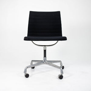 1980s Eames Aluminum Group Armless Side Chair by Charles and Ray Eames for Herman Miller in Black Fabric