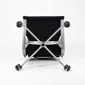 1980s Eames Aluminum Group Armless Side Chair by Charles and Ray Eames for Herman Miller in Black Fabric