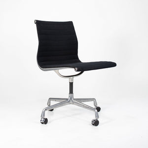 1980s Eames Aluminum Group Armless Side Chair by Charles and Ray Eames for Herman Miller in Black Fabric