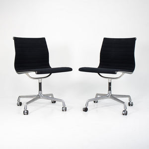 1980s Eames Aluminum Group Armless Side Chair by Charles and Ray Eames for Herman Miller in Black Fabric