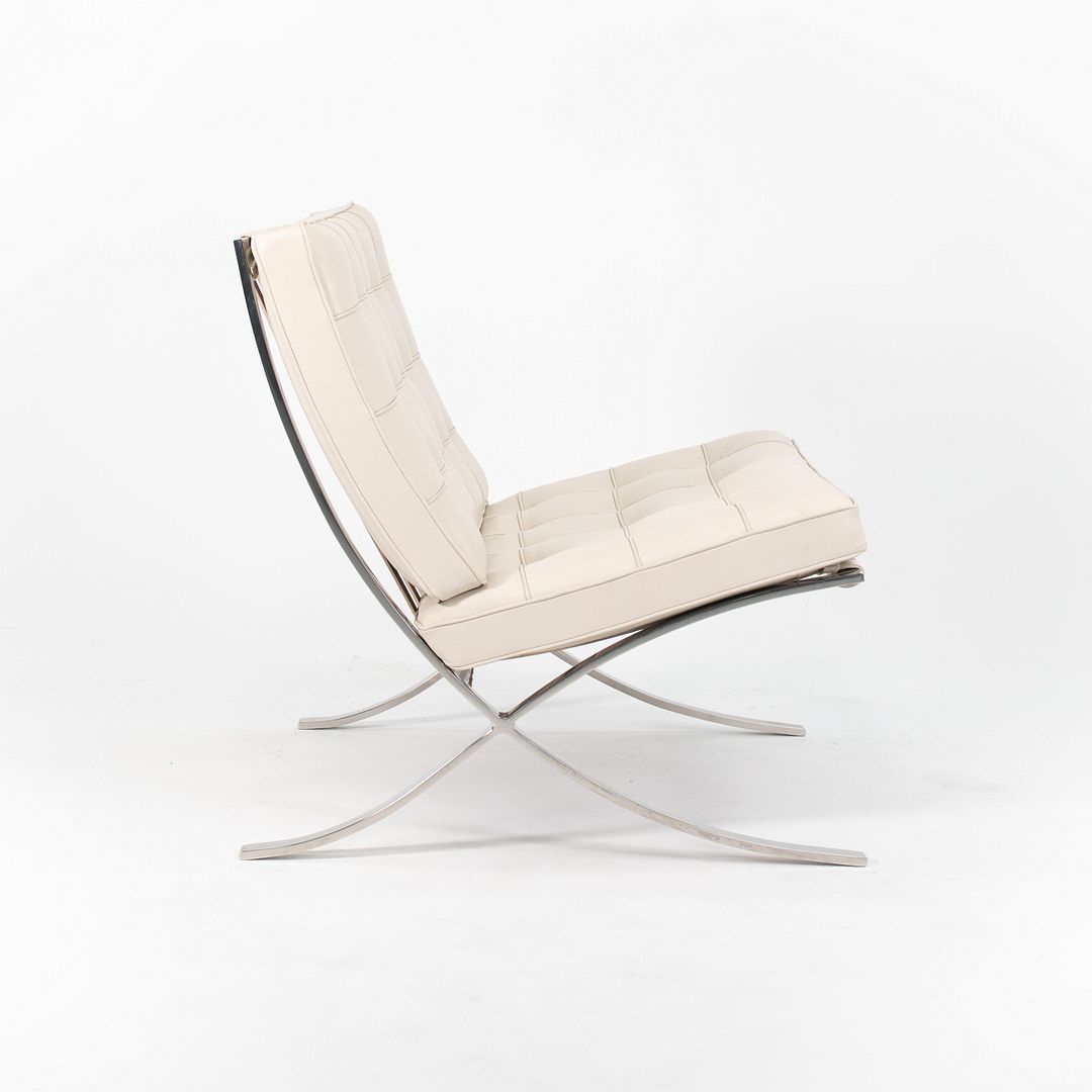 SOLD 2013 Pair of 250LS Barcelona Chairs by Mies van der Rohe for Knoll in Stainless Steel and Leather