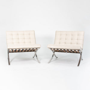 2013 Pair of 250LS Barcelona Chairs by Mies van der Rohe for Knoll in Stainless Steel and Leather