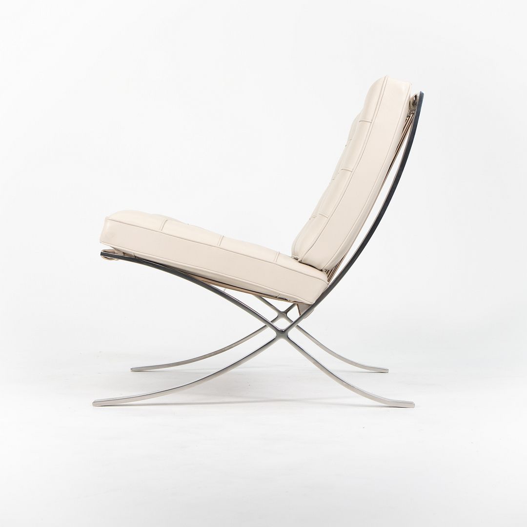 SOLD 2013 Pair of 250LS Barcelona Chairs by Mies van der Rohe for Knoll in Stainless Steel and Leather