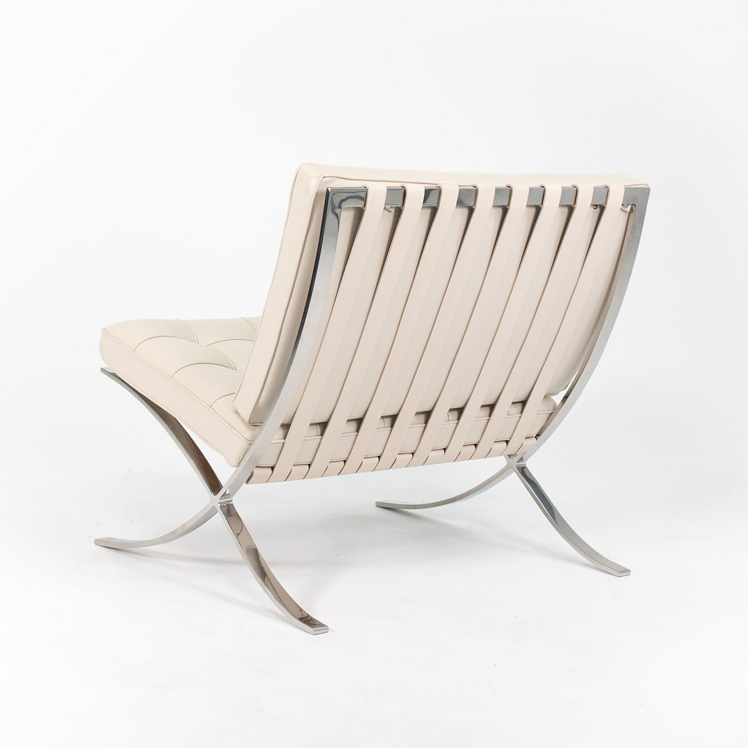 2013 Pair of 250LS Barcelona Chairs by Mies van der Rohe for Knoll in Stainless Steel and Leather
