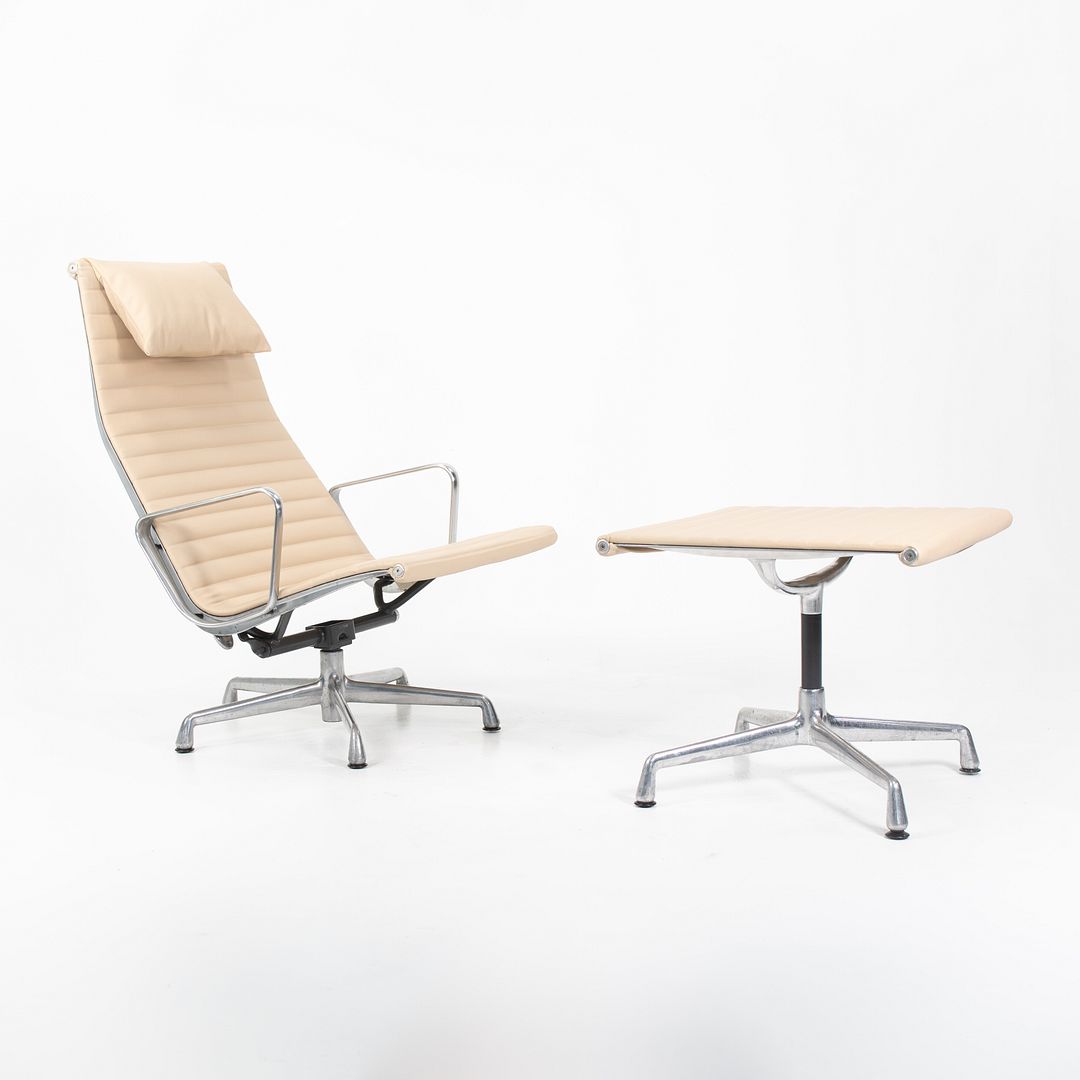 SOLD 2010s Aluminum Group Lounge and Ottoman by Charles and Ray Eames D ROSE MOD