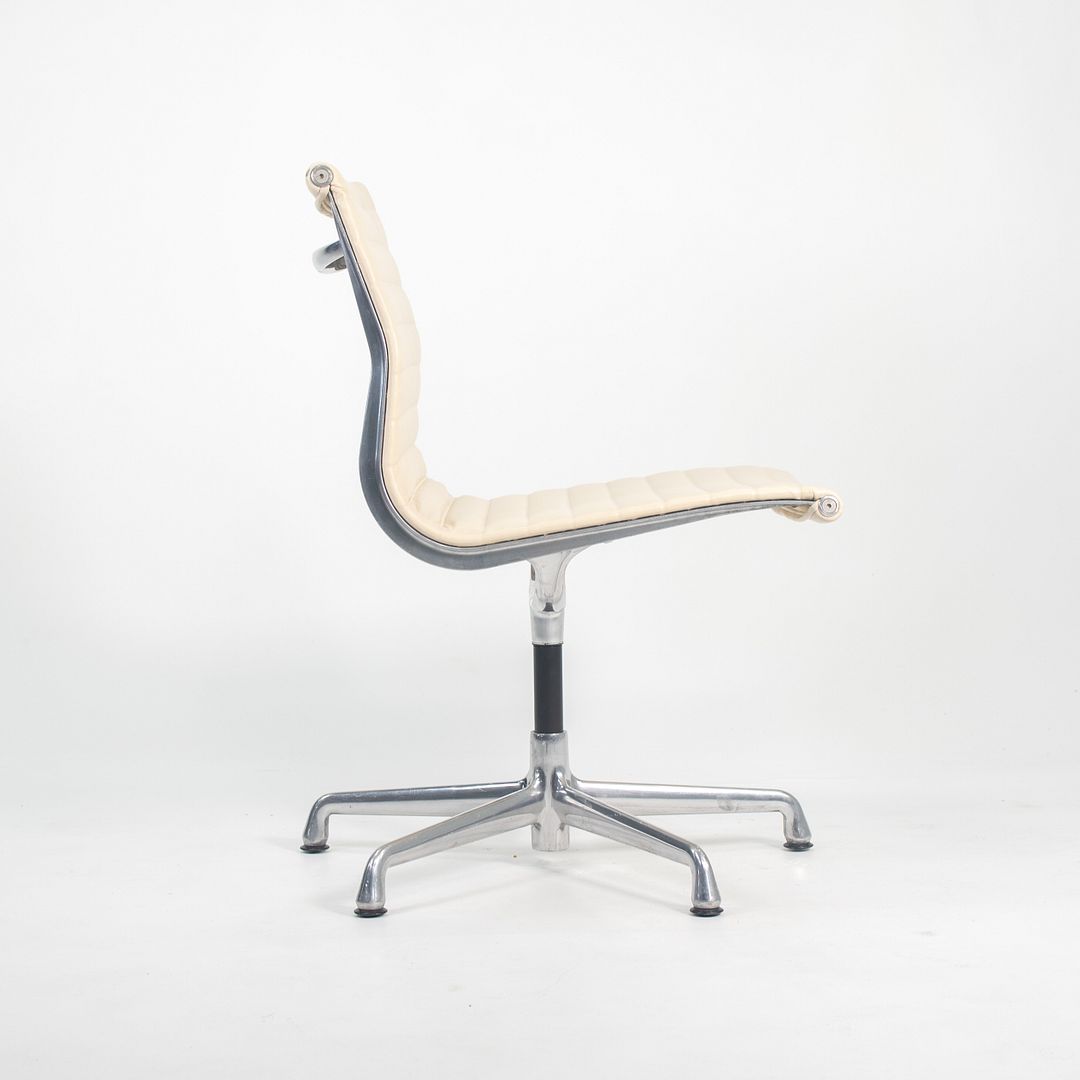 SOLD 2010s Aluminum Group Side Chair by Charles and Ray Eames for Herman Miller Aluminum in Ivory Leather