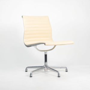 SOLD 2010s Aluminum Group Side Chair by Charles and Ray Eames for Herman Miller Aluminum in Ivory Leather