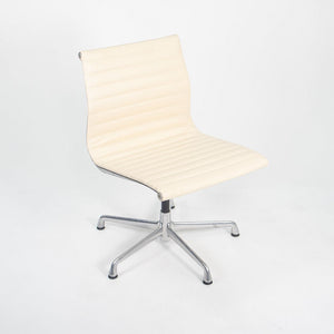 SOLD 2010s Aluminum Group Side Chair by Charles and Ray Eames for Herman Miller Aluminum in Ivory Leather