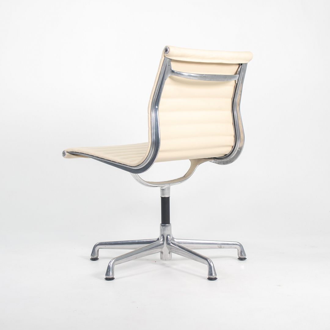 SOLD 2010s Aluminum Group Side Chair by Charles and Ray Eames for Herman Miller Aluminum in Ivory Leather