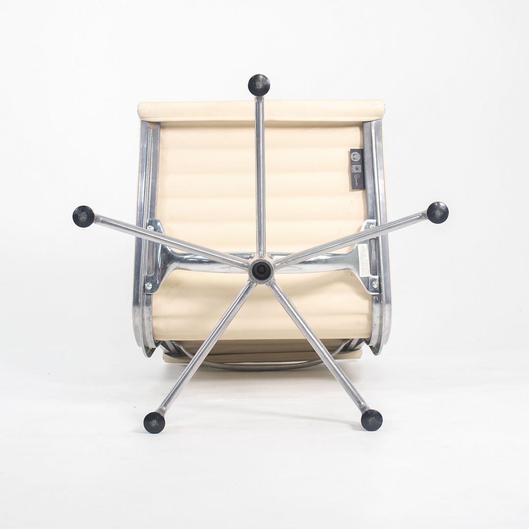 SOLD 2010s Aluminum Group Side Chair by Charles and Ray Eames for Herman Miller Aluminum in Ivory Leather